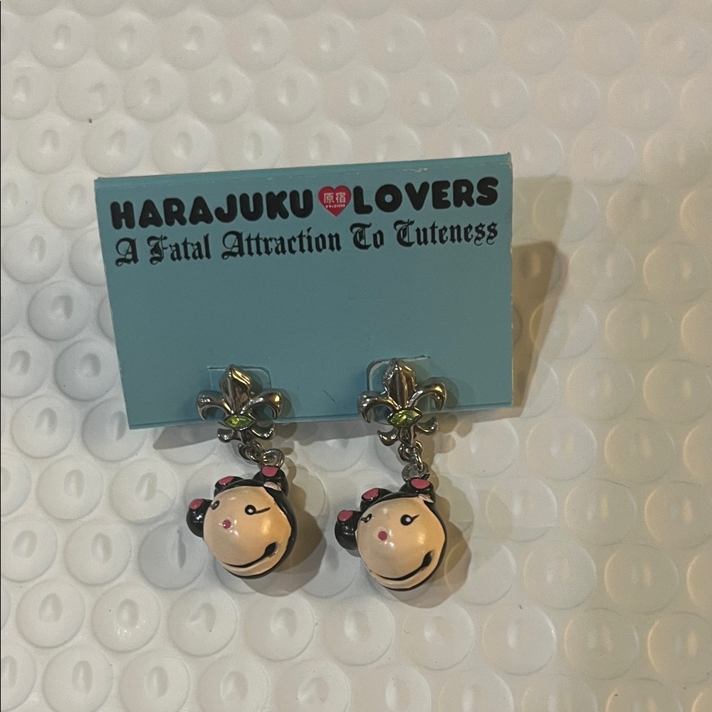 Harajuku Lovers Kids Earrings - Black and White with Silver Accents